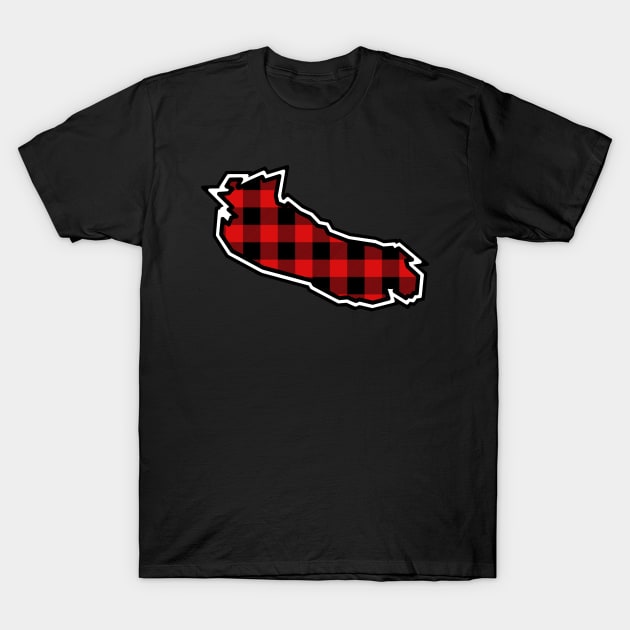 Gabriola Island Silhouette in Red and Black Plaid - Simple Pattern - Gabriola Island T-Shirt by Bleeding Red Paint